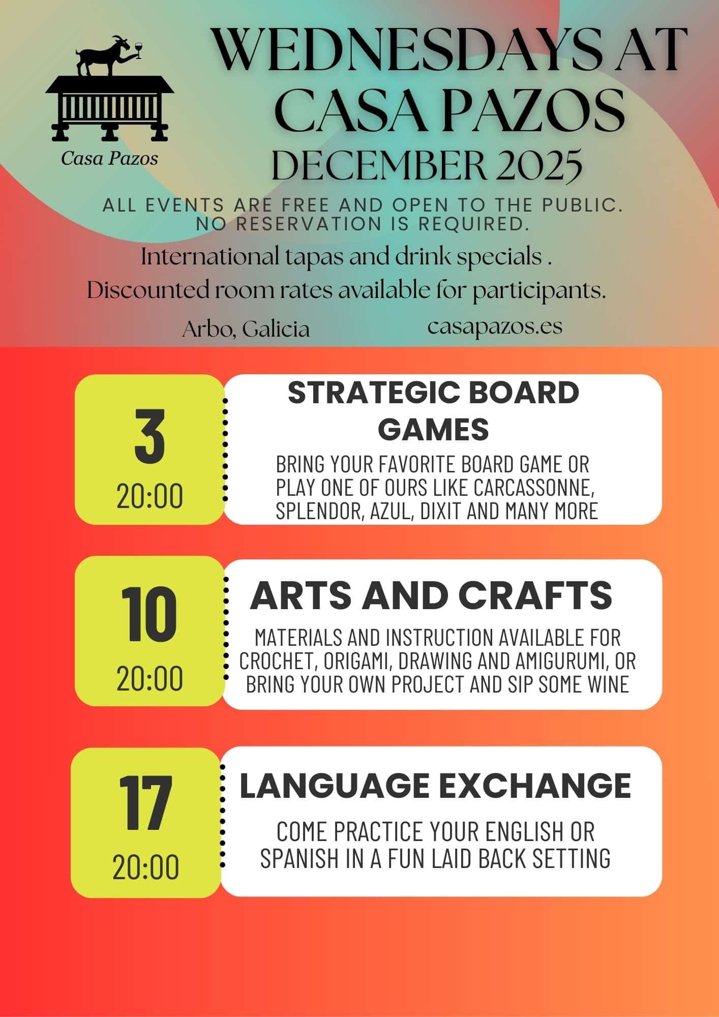 december flyer english wednesday activities english